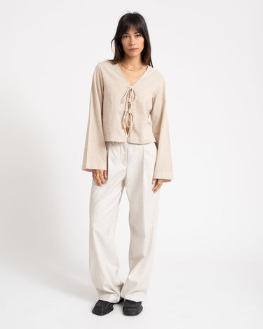 Zoe Seersucker Tie Shirt Checkered - Things I Like Things I Love