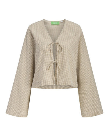 Zoe Seersucker Tie Shirt Checkered - Things I Like Things I Love