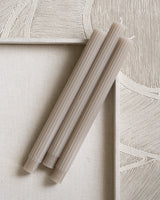 SET OF 3 - Tafelkerze Rippe Grau