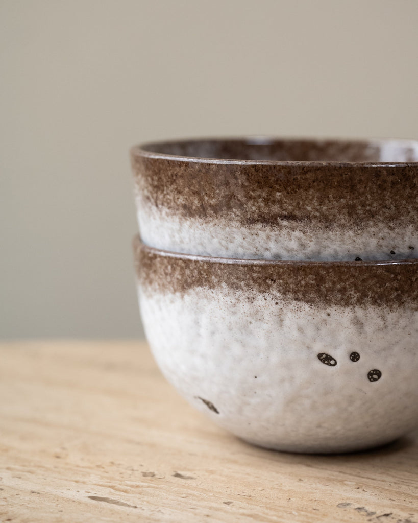 Bowl Stoneware White Brown - Things I Like Things I Love