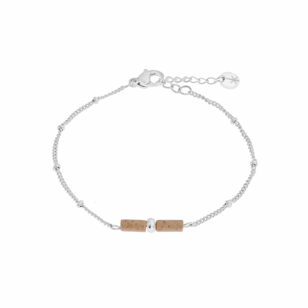 Brown Agate Tube Bracelet Silver - Things I Like Things I Love