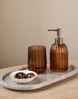 Brown Glass Toothbrush Cup