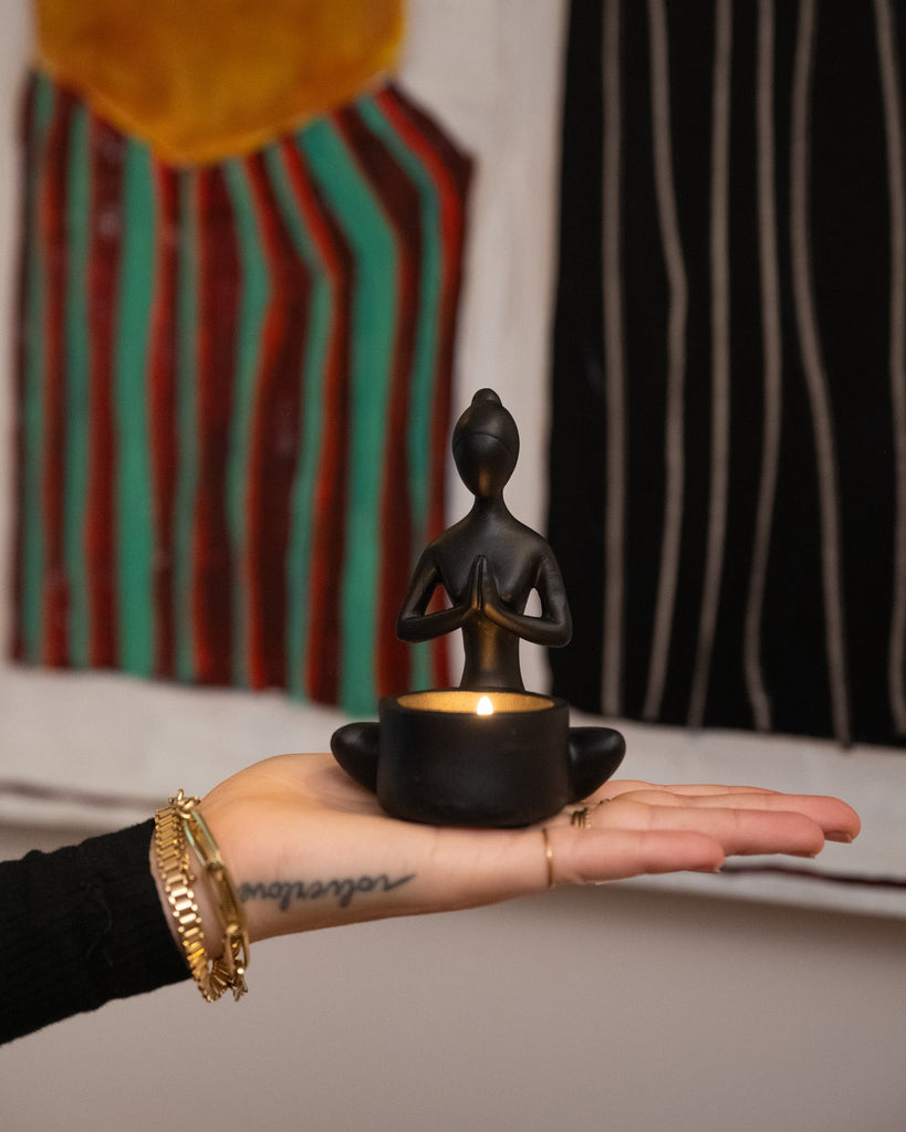 Candle Holder Benna Yoga Black - Things I Like Things I Love