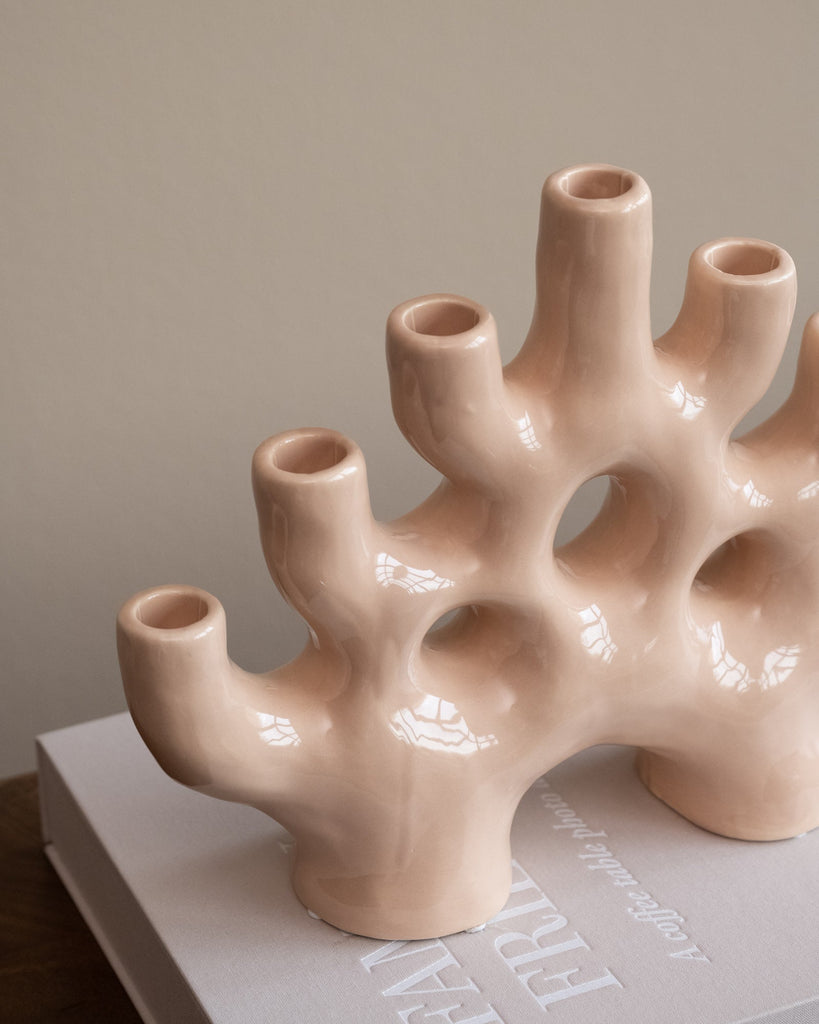 Candle Holder Porcelain Beige - Things I Like Things I Love