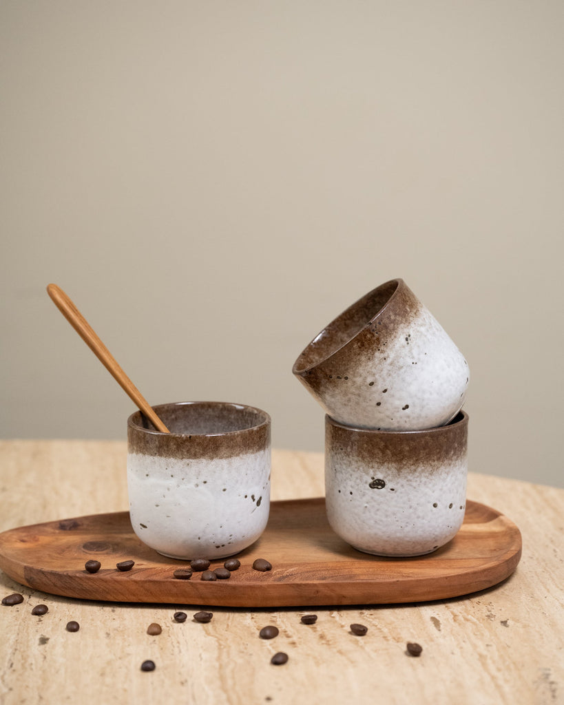 Coffee Mug Stoneware White Brown - Things I Like Things I Love