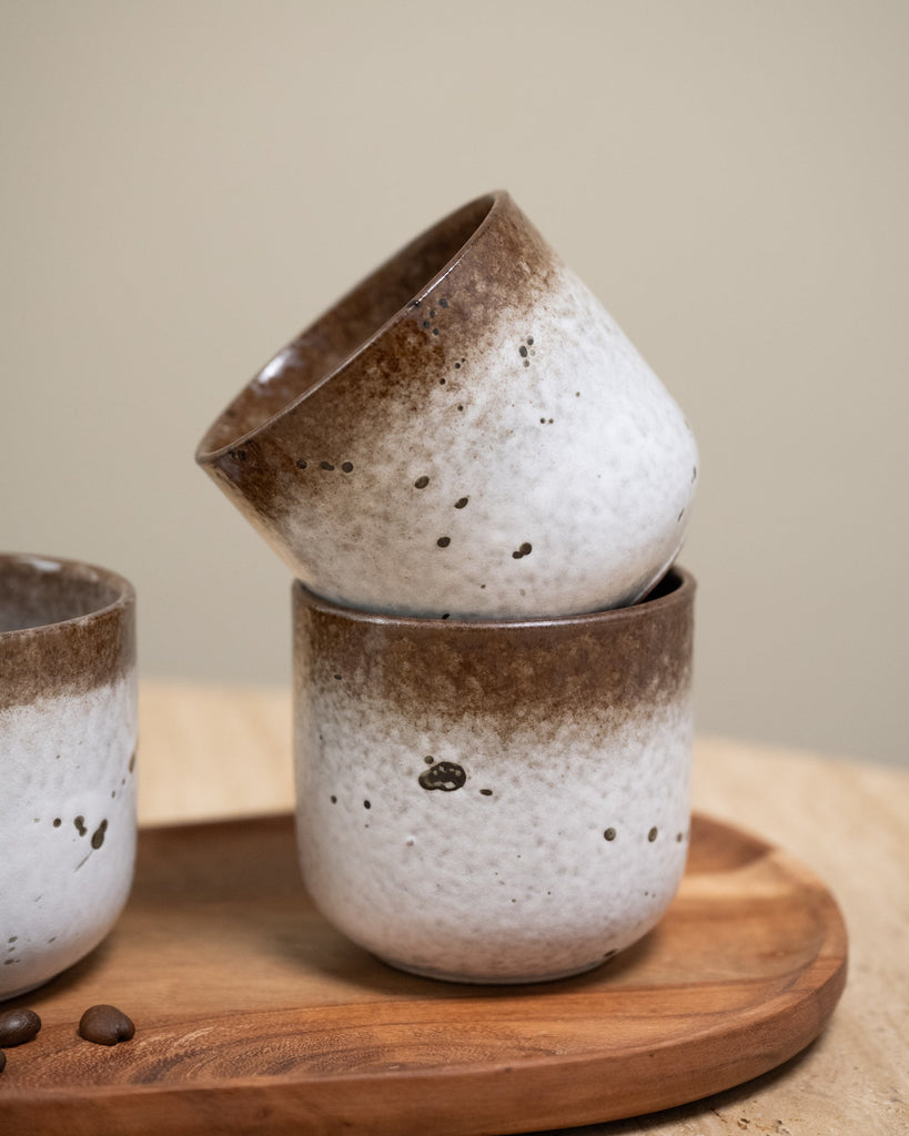 Coffee Mug Stoneware White Brown - Things I Like Things I Love