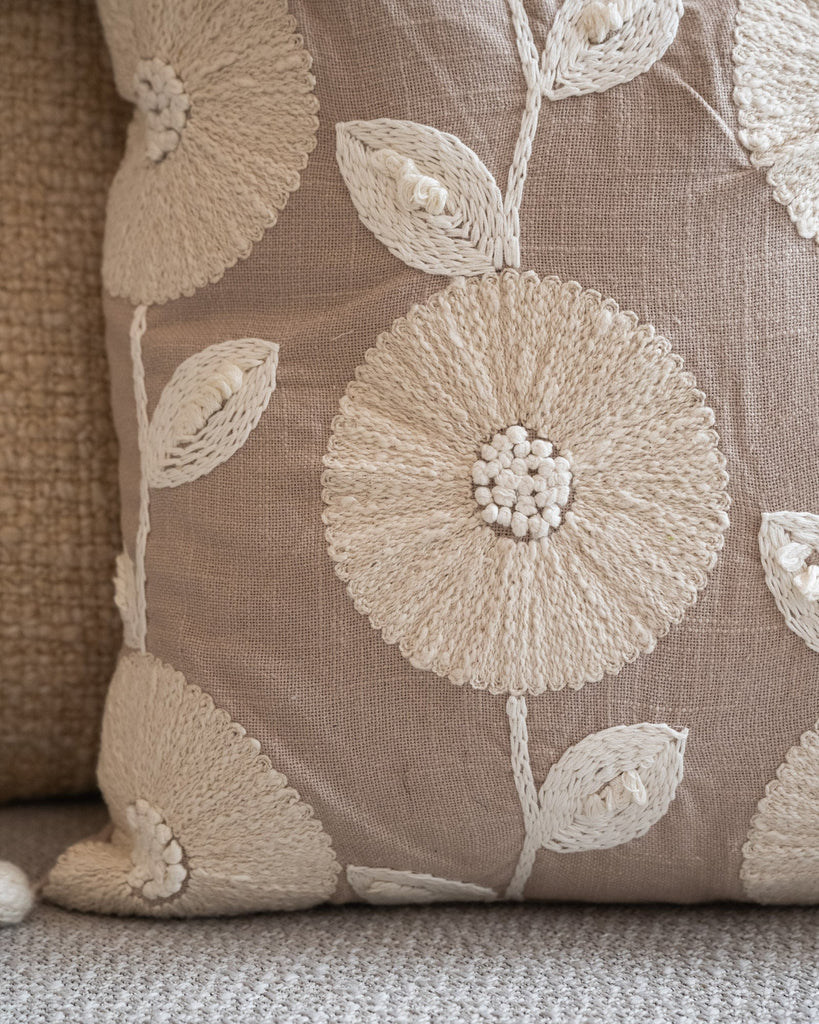 Cushion Flower Leaf Taupe - Things I Like Things I Love