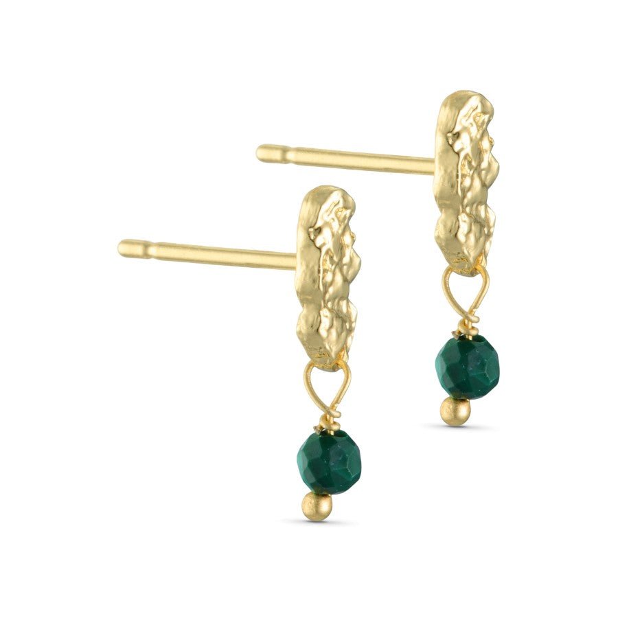 Earring Stud Malachite Green Gold - Things I Like Things I Love