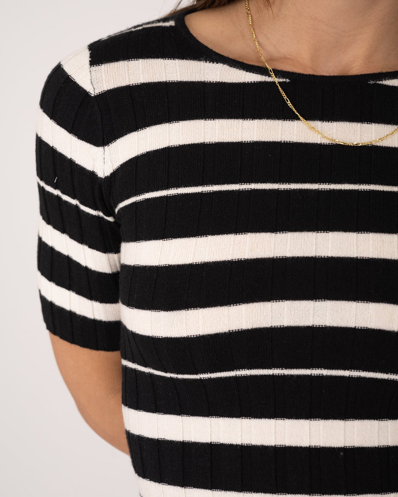 Freya Knit Black Stripe Eggnog - Things I Like Things I Love