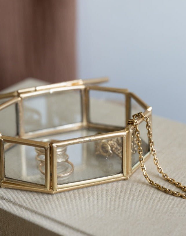 Glass Box Octagonal Gold - Things I Like Things I Love