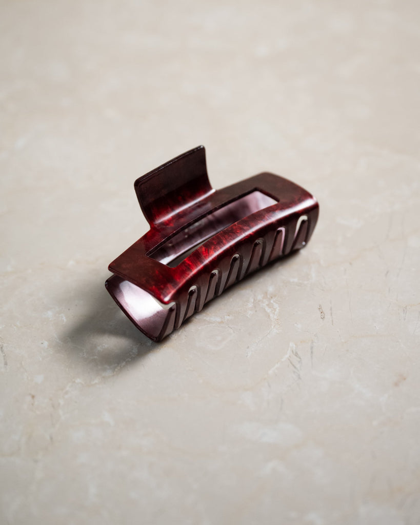 Hair Claw Clip Rectangle Shiny Red - Things I Like Things I Love