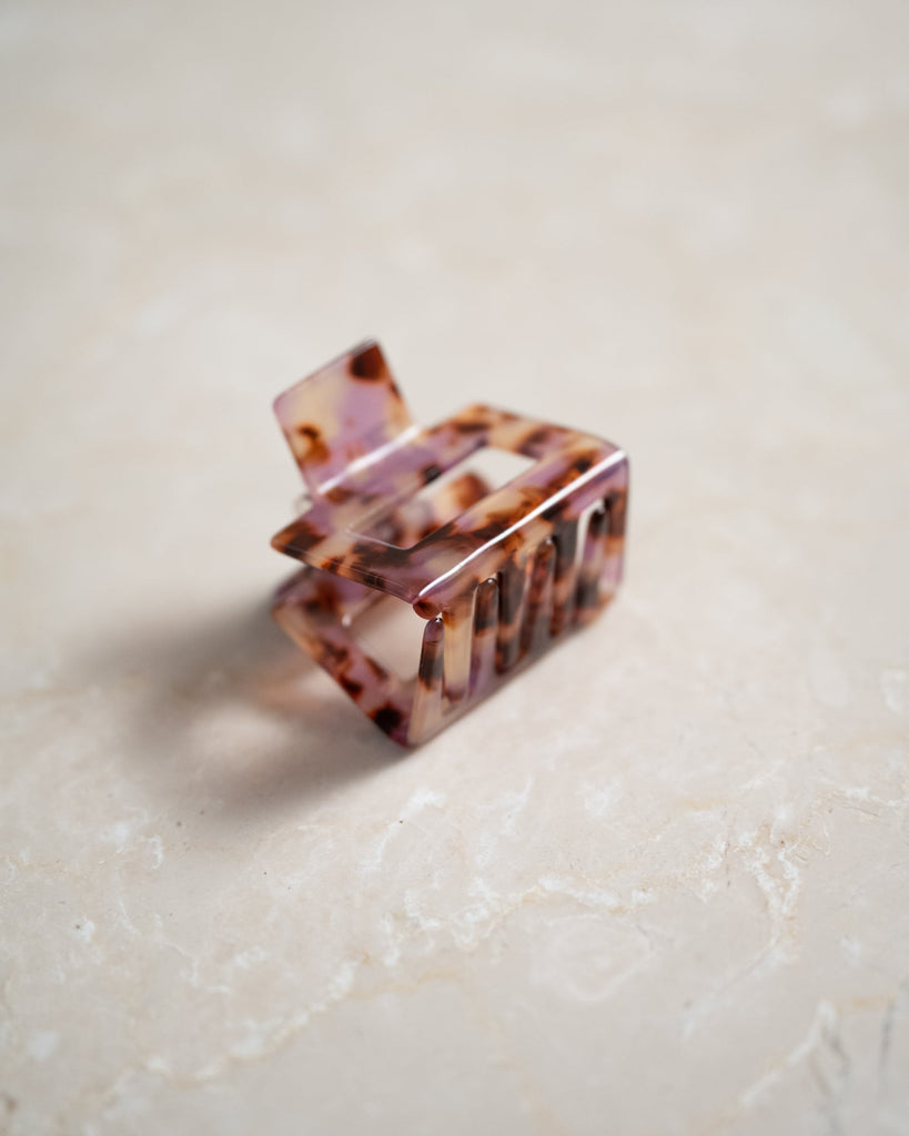 Hair Claw Clip Square Brown Pink Torty - Things I Like Things I Love