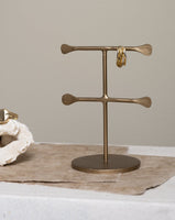 Hand Forged Jewelry Stand Brass Double