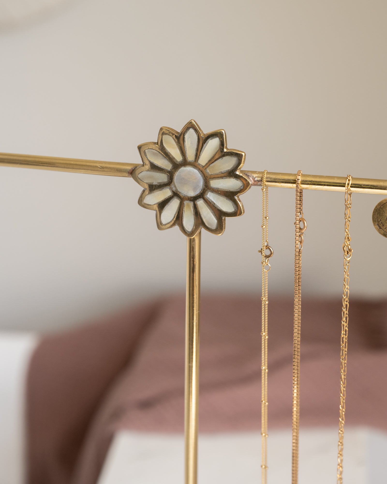 Handmade La Jewelry Stand Brass Flowers