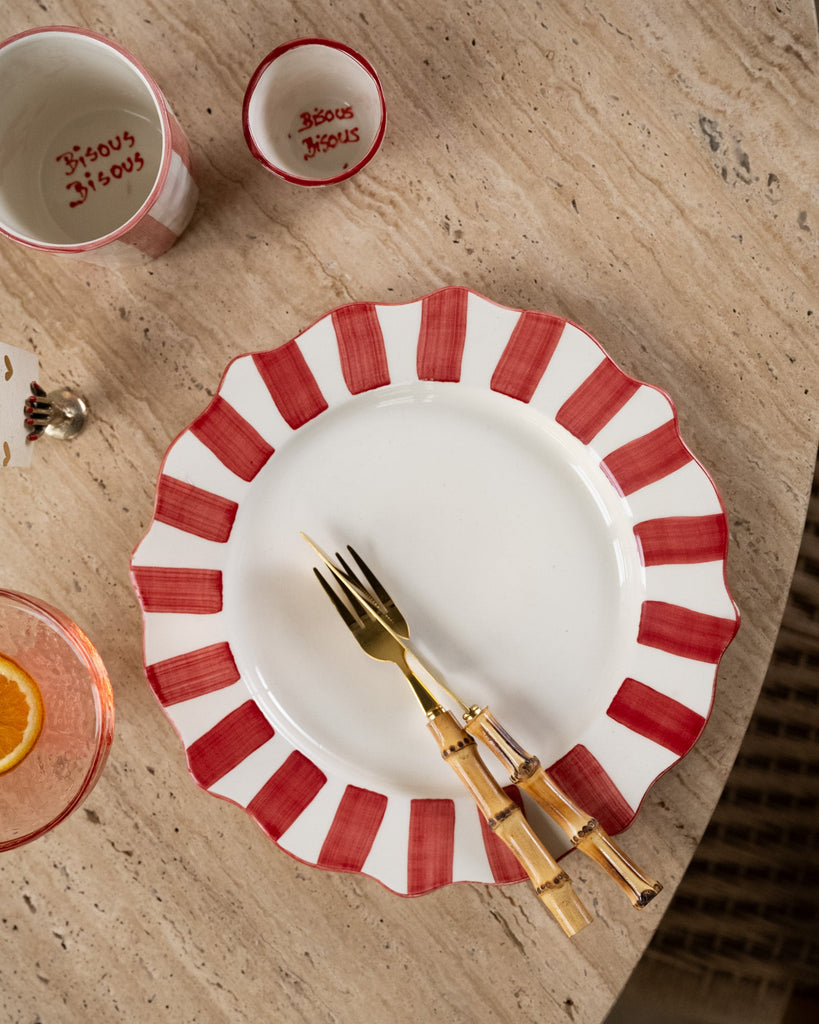 Handmade Hector Dinner Plate Red Stripe - Things I Like Things I Love