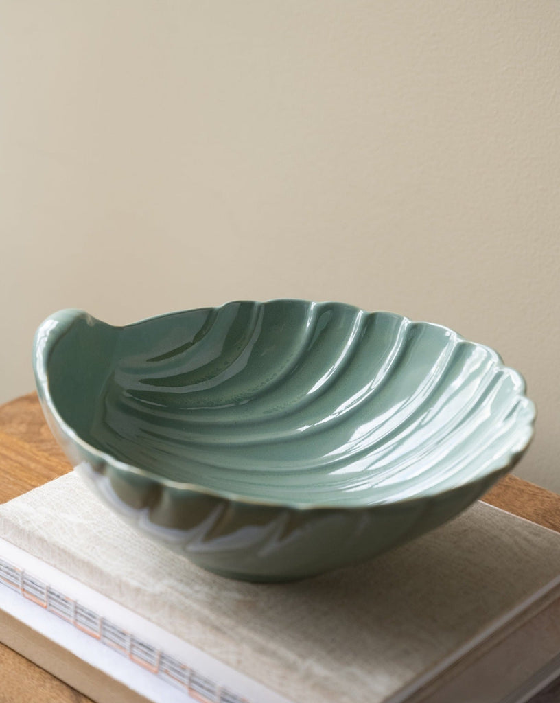 Handmade Serving Bowl Shell Green - Things I Like Things I Love