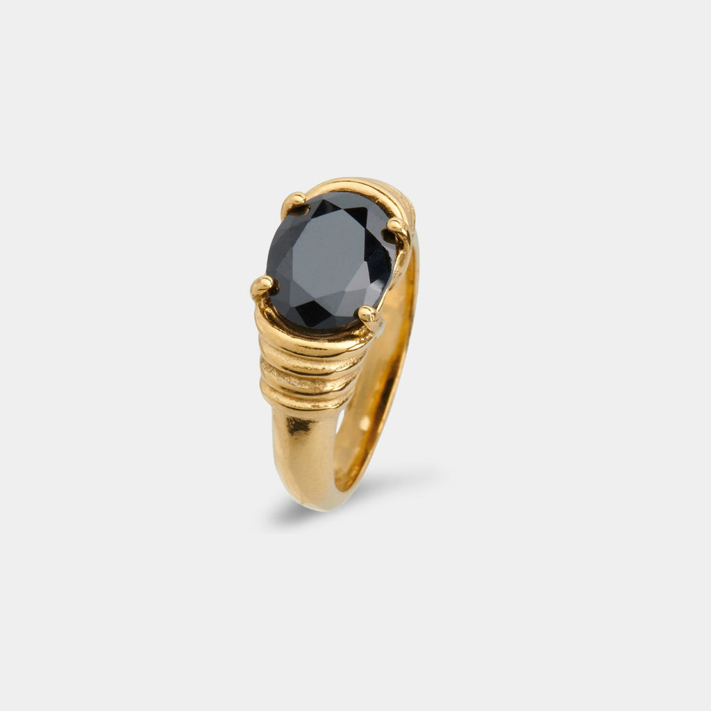 Jazzy Ring Gold Onyx - Things I Like Things I Love