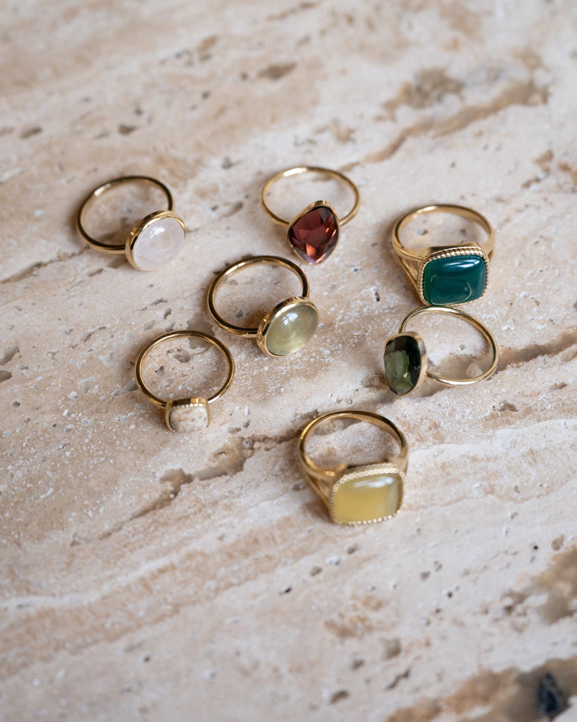Ring Agate Stone Ocher Gold - Things I Like Things I Love