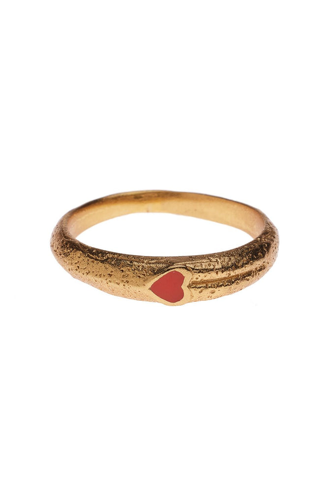 Ring Red Resin Heart Gold - Things I Like Things I Love