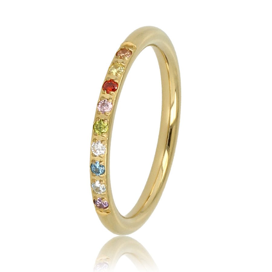 Ring Zirkonia Rainbow Stone Gold - Things I Like Things I Love