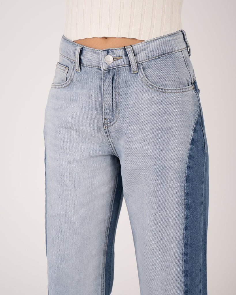 Rinna Wide Jeans Light Blue Colorblock - Things I Like Things I Love