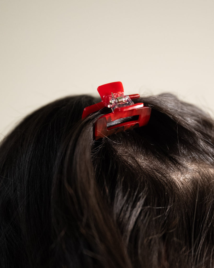 SET OF 2 - Hair Claw Clip Mini Square Red - Things I Like Things I Love