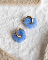 SET OF 2 - Statement Earrings Flower Blue