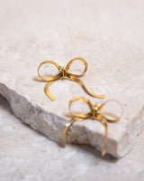 SET OF 2 - Stud Gold Adore Bow