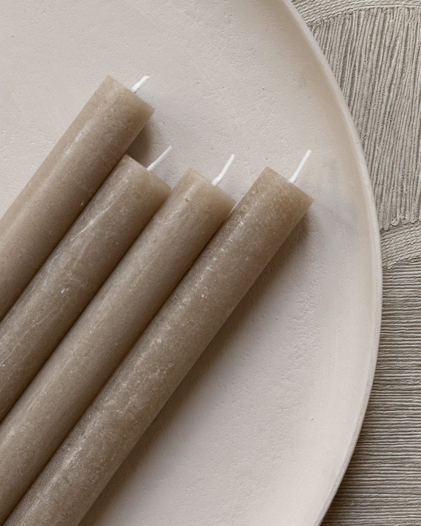 SET OF 4 - Dinner Candle Rustic Taupe - Things I Like Things I Love