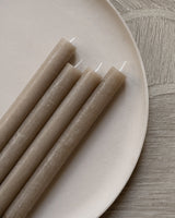 SET OF 4 - Dinner Candle Rustic Taupe