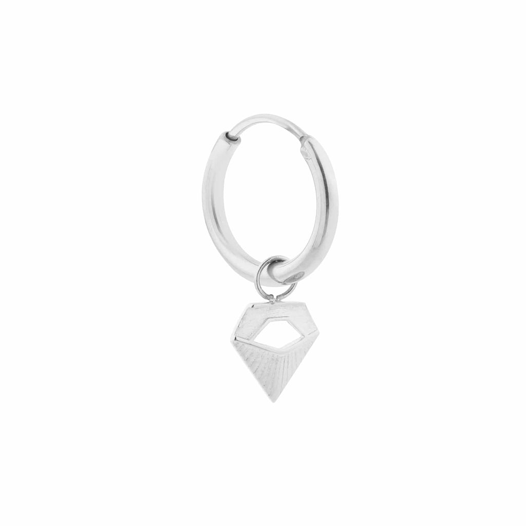 Single Open Diamond Hoop Silver - Things I Like Things I Love