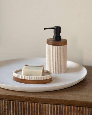 Seifenspender Beige/Akazienholz - NEIN