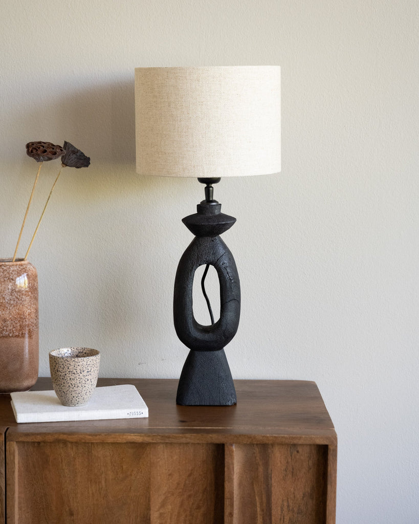 Table Lamp Jango Black With Natural Shade - Things I Like Things I Love