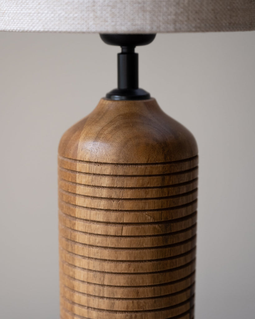 Table Lamp Paolo Wood Brown incl. Shade Livigno Natural - Things I Like Things I Love