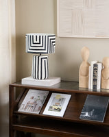 Hand Painted Table Lamp Ter Black/White
