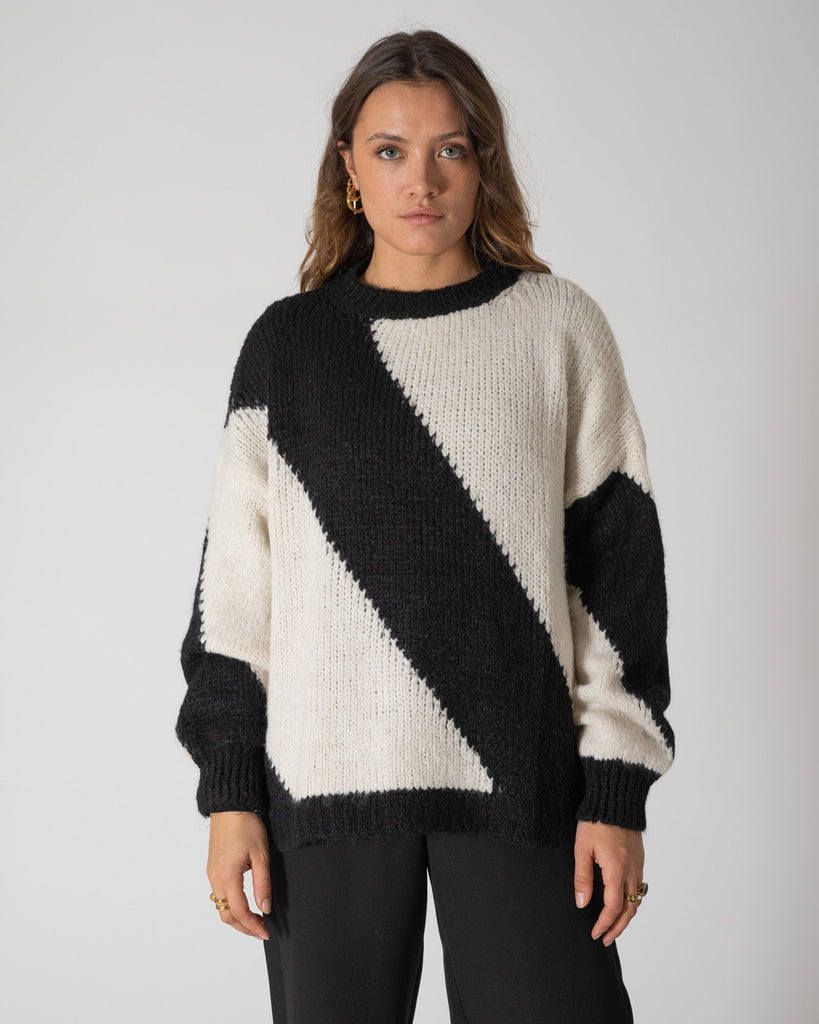 TILTIL Color Block Knit Black One Size - Things I Like Things I Love