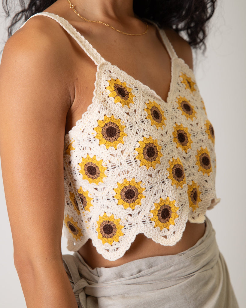 TILTIL Flower Power Crochet Top Beige - Things I Like Things I Love