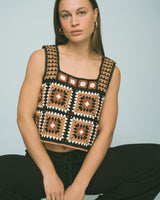 TILTIL Freya Crochet Top Black Brown One Size