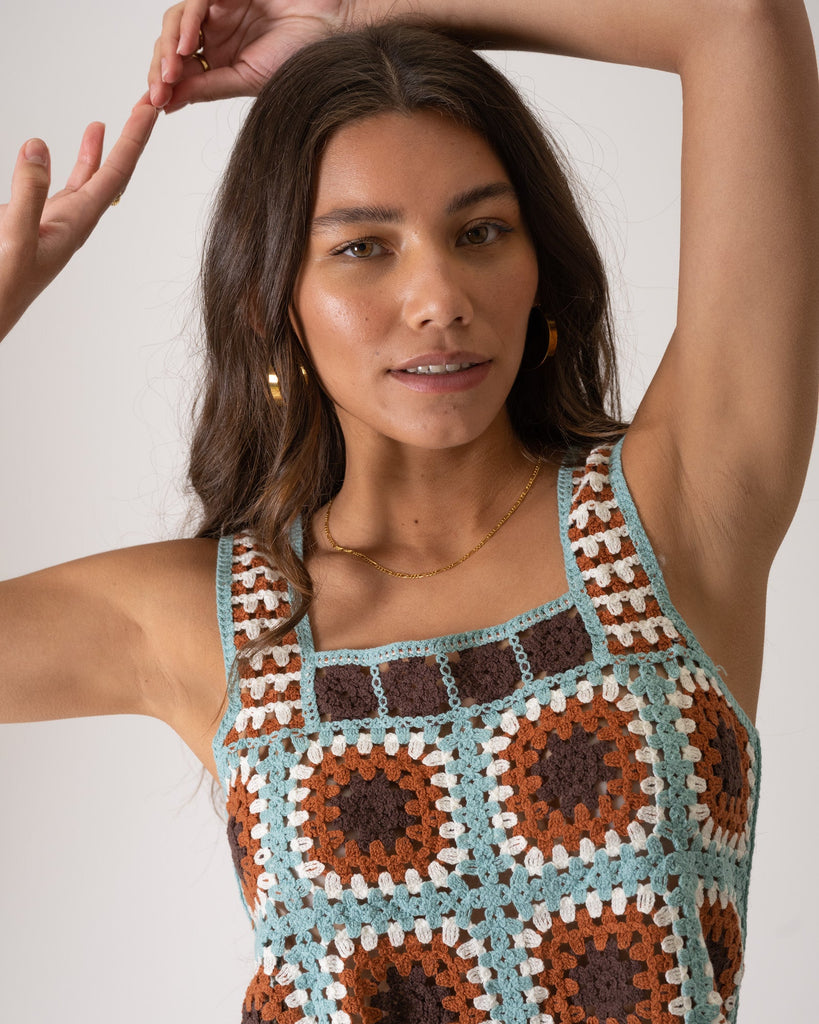 TILTIL Freya Crochet Top Blue Brown One Size - Things I Like Things I Love