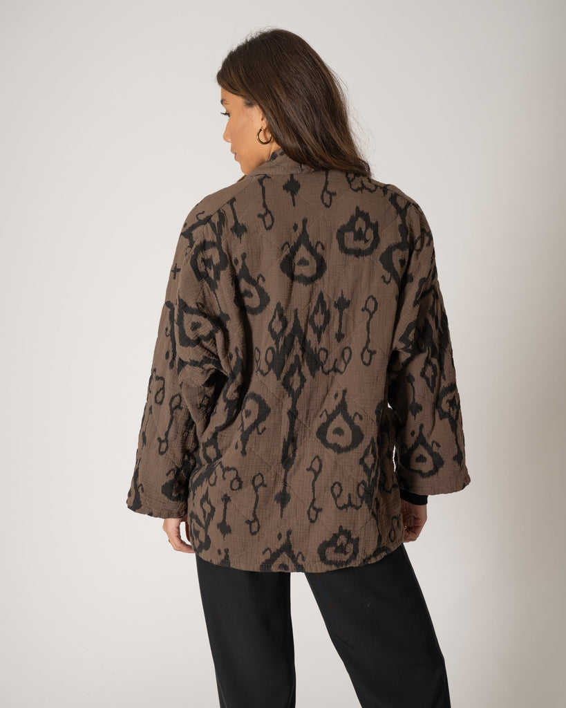 TILTIL Keil Kimono Brown Black Print One Size - Things I Like Things I Love