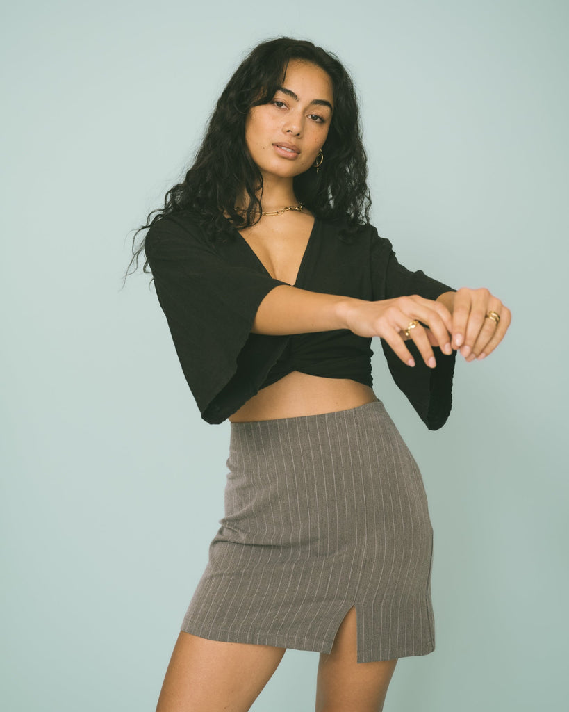 TILTIL Laura Skirt Grey Pinstripe - Things I Like Things I Love