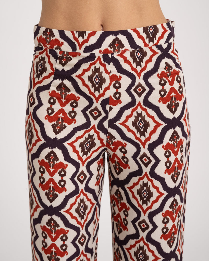 TILTIL Lily Pants Aubergine Red White Print - Things I Like Things I Love