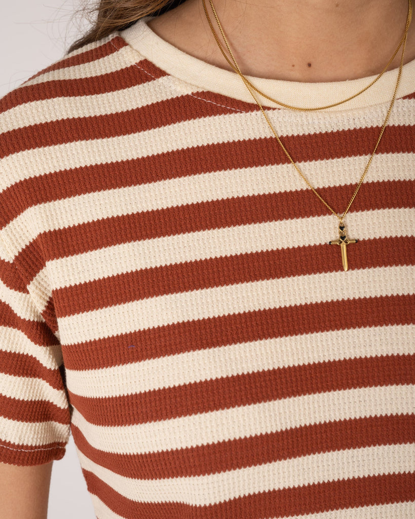TILTIL Many Stripe Knit Rust Beige One Size - Things I Like Things I Love