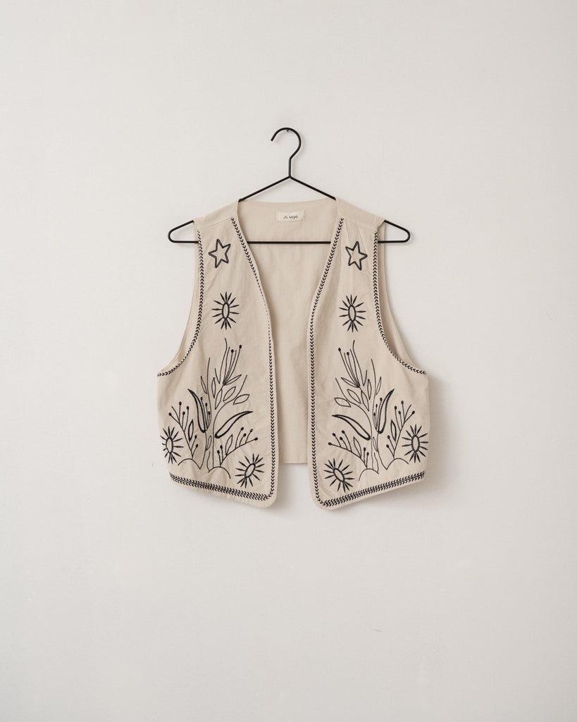 TILTIL Micky Gilet Ecru Embroidery One Size - Things I Like Things I Love
