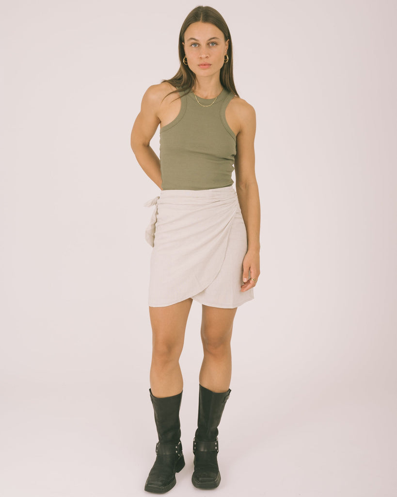 TILTIL Sunny Linen Wrap Skirt Beige - Things I Like Things I Love