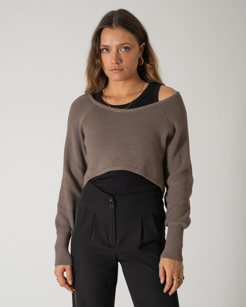 TILTIL Zoey Cropped Knit Taupe One Size - Things I Like Things I Love