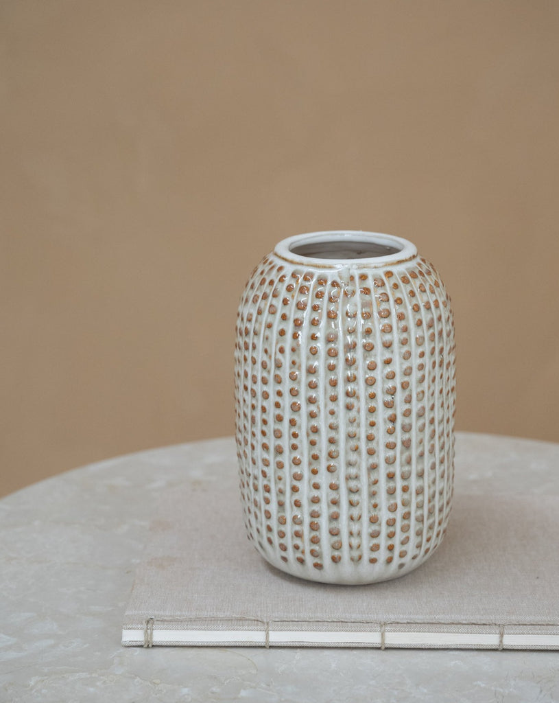 Vase Ceramic Beige/Brown Pattern - Things I Like Things I Love