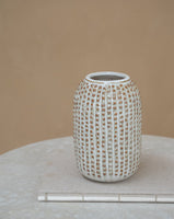 Vase Keramik beige/braunem Muster