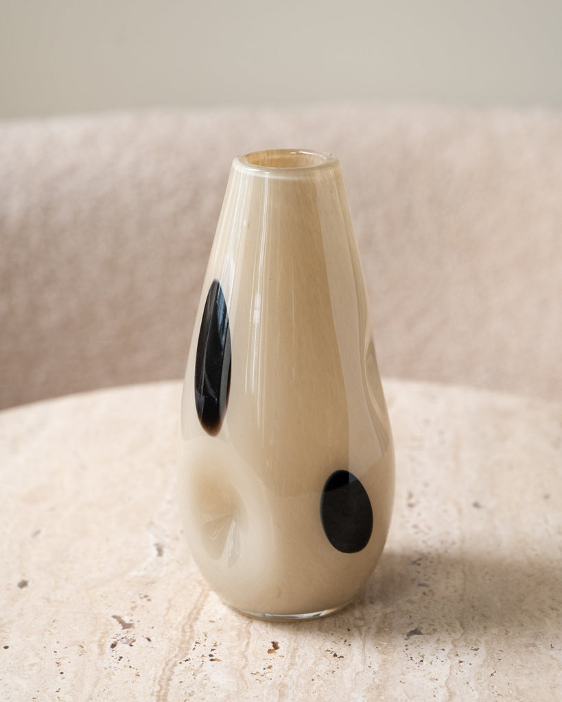 Vase Glass Beige/Black Dot - Things I Like Things I Love