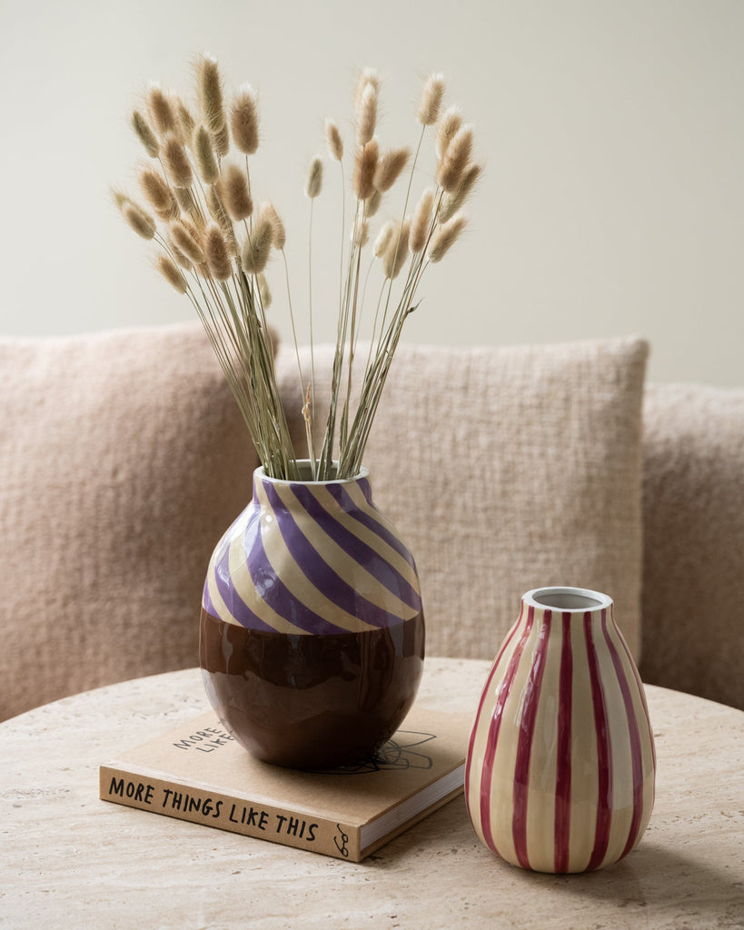 Vase Stripe Beige/Dark Pink - Things I Like Things I Love